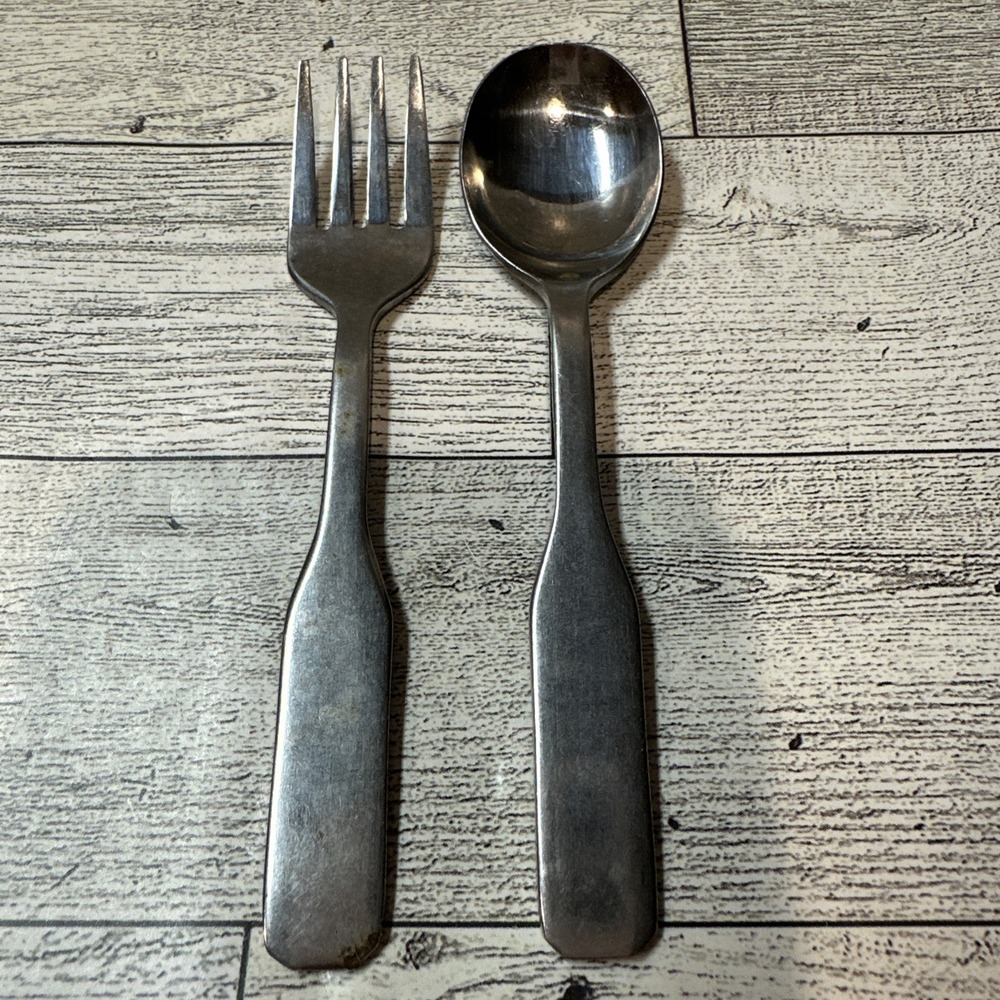 Sanitoy Stainless Steel Baby Fork and Spoon Korea Vintage